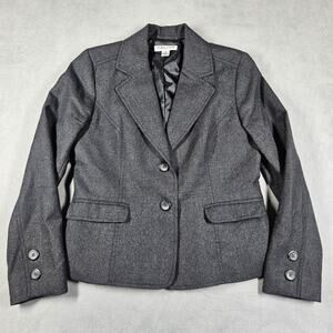 Vintage Pendleton Wool Blazer Womens 8P Dark Gray Jacket Petite Career Old Money